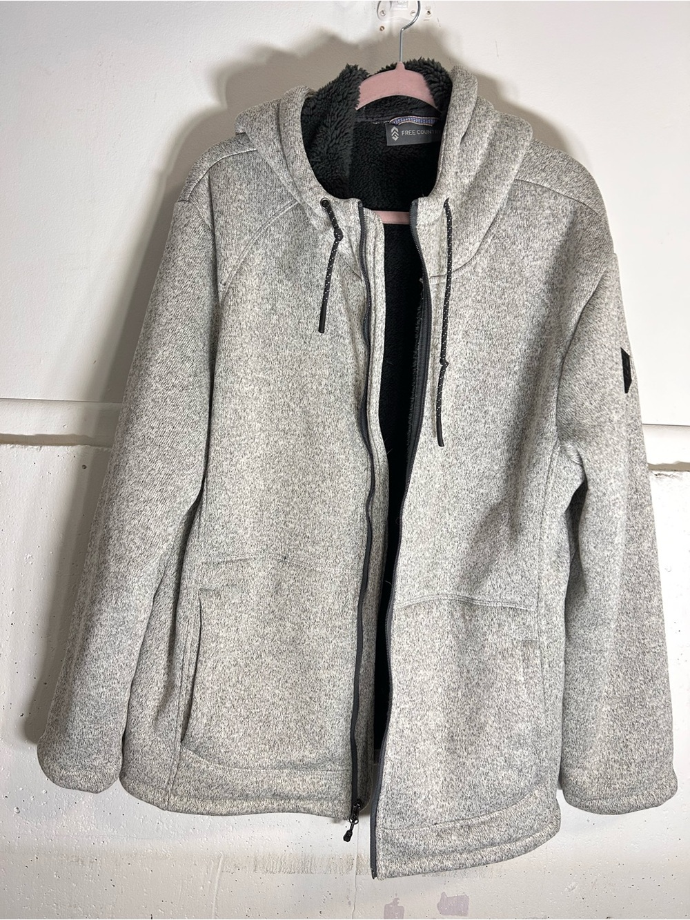 Free Country Gray Hooded Teddy Jacket with Fleece Lining